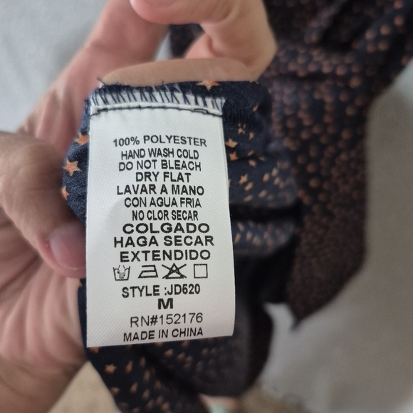 Reset By Jane Women's Button Down Collared Long Sleeves Tie Waist Star Dress M - Picture 4 of 6